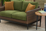 Horizon Hall Brown/Green Outdoor Loveseat with Cushion - P572-835