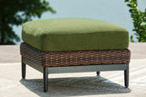 Horizon Hall Brown/Green Outdoor Ottoman with Cushion - P572-814