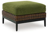 Horizon Hall Brown/Green Outdoor Ottoman with Cushion - P572-814