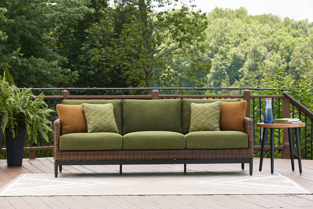 Horizon Hall Brown/Green Outdoor Sofa with Cushion - P572-838