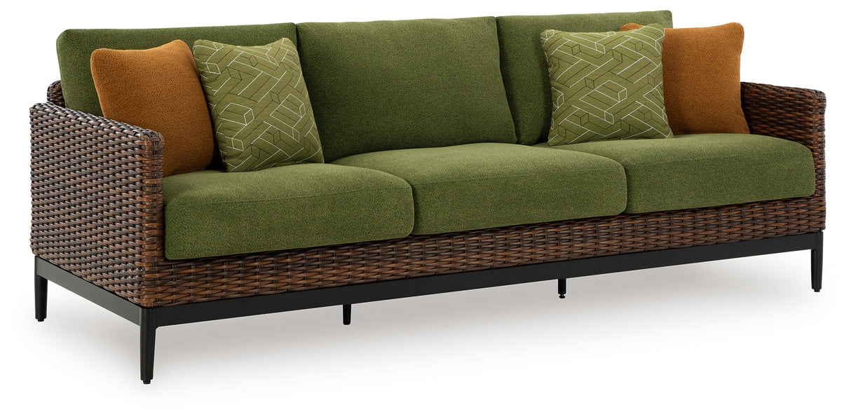 Horizon Hall Brown/Green Outdoor Sofa with Cushion - P572-838