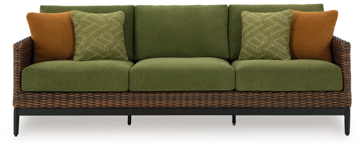 Horizon Hall Brown/Green Outdoor Sofa with Cushion - P572-838