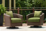 Horizon Hall Brown/Green Outdoor Swivel Lounge Chair with Cushion - P572-821