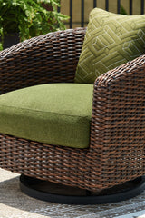 Horizon Hall Brown/Green Outdoor Swivel Lounge Chair with Cushion - P572-821