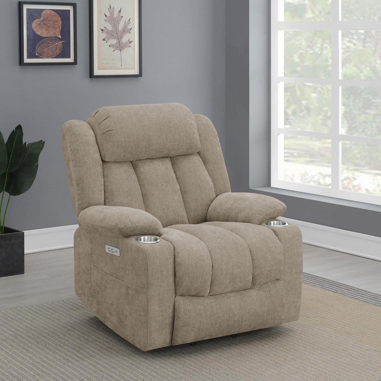 Houston Upholstered Power Lift Recliner Chair Camel from Coaster - Luna Furniture