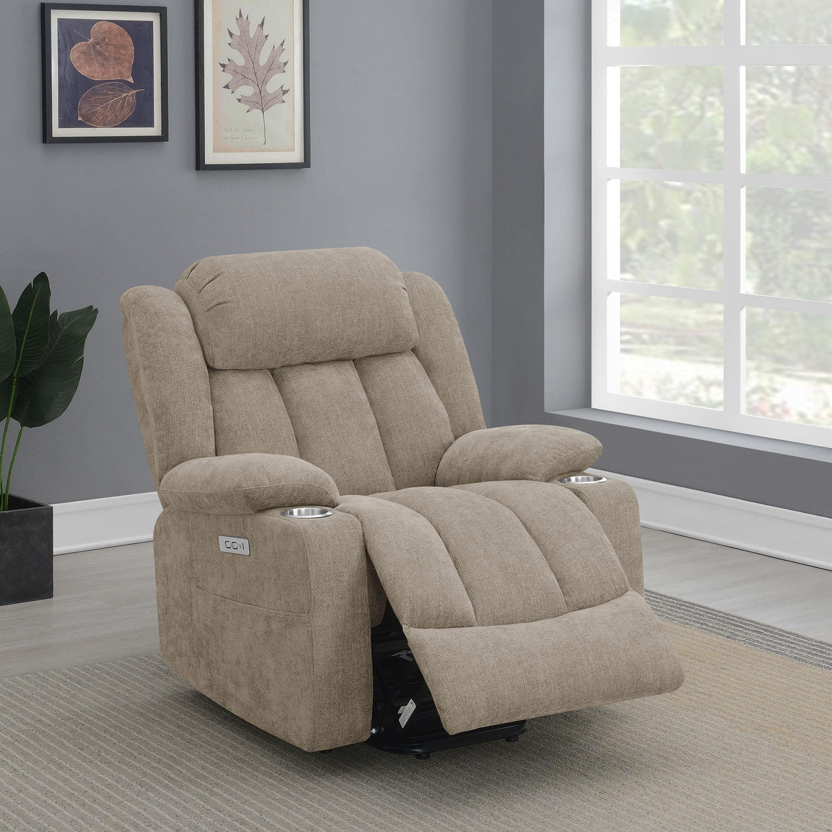 Houston Upholstered Power Lift Recliner Chair Camel from Coaster - Luna Furniture