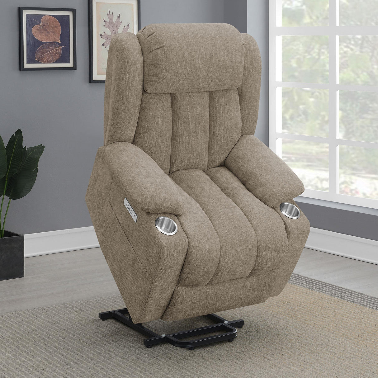 Houston Upholstered Power Lift Recliner Chair Camel from Coaster - Luna Furniture