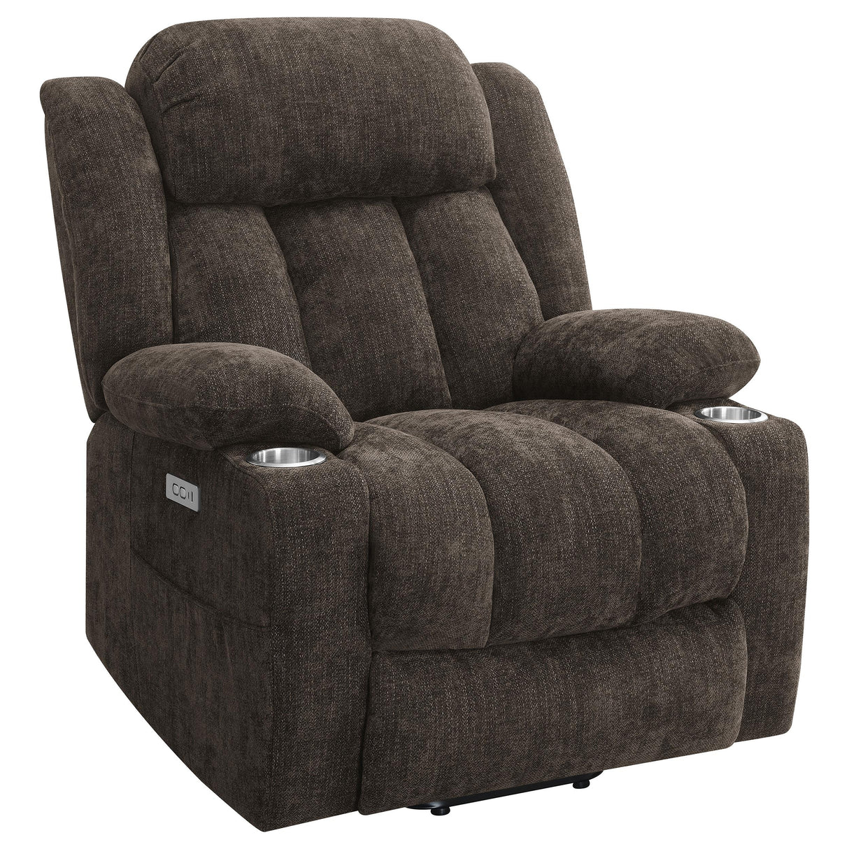 Houston Upholstered Power Lift Recliner Chair Dark Brown from Coaster - Luna Furniture