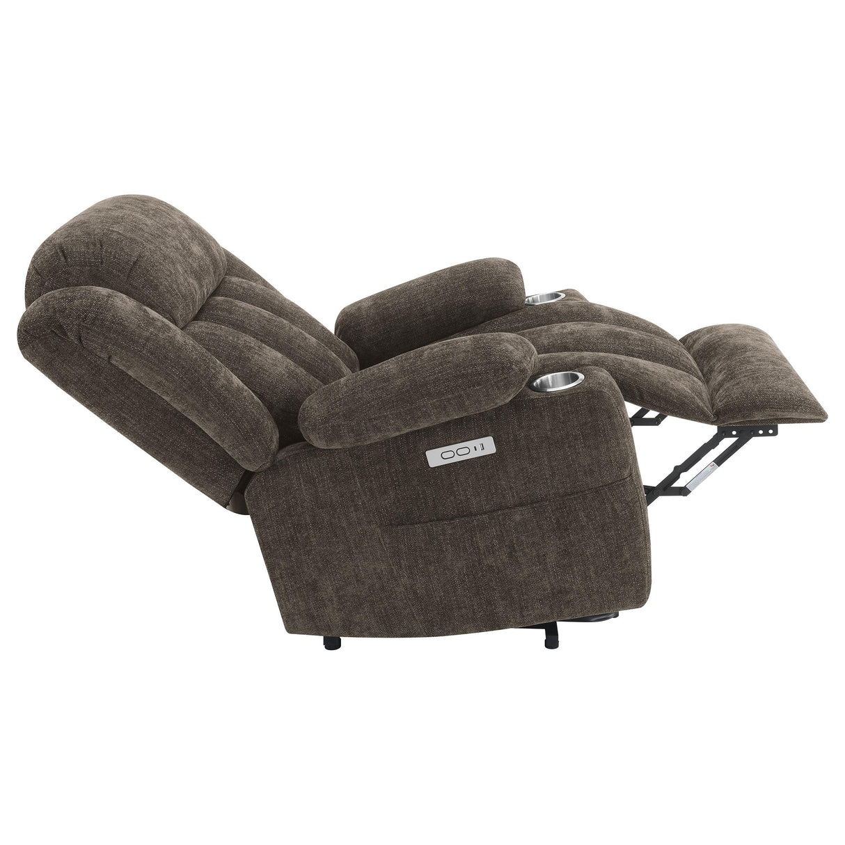 Houston Upholstered Power Lift Recliner Chair Dark Brown from Coaster - Luna Furniture