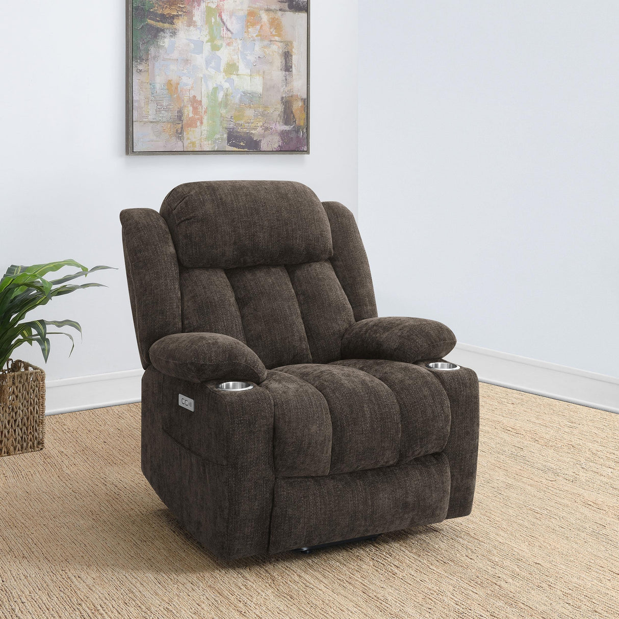 Houston Upholstered Power Lift Recliner Chair Dark Brown from Coaster - Luna Furniture