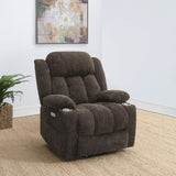 Houston Upholstered Power Lift Recliner Chair Dark Brown from Coaster - Luna Furniture