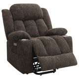 Houston Upholstered Power Lift Recliner Chair Dark Brown from Coaster - Luna Furniture