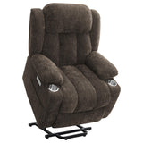 Houston Upholstered Power Lift Recliner Chair Dark Brown from Coaster - Luna Furniture