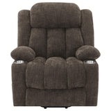 Houston Upholstered Power Lift Recliner Chair Dark Brown from Coaster - Luna Furniture