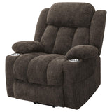 Houston Upholstered Power Lift Recliner Chair Dark Brown from Coaster - Luna Furniture