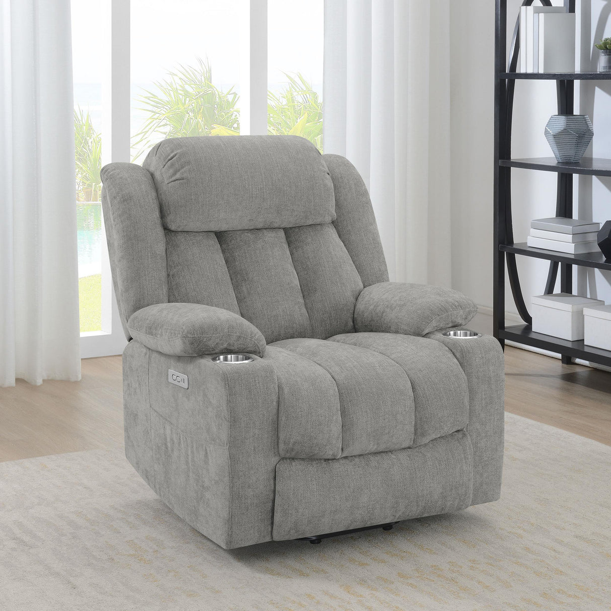 Houston Upholstered Power Lift Recliner Chair Grey - 602284P