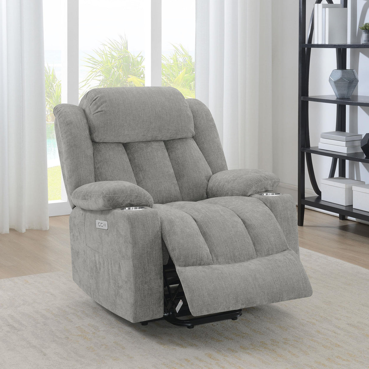 Houston Upholstered Power Lift Recliner Chair Grey - 602284P