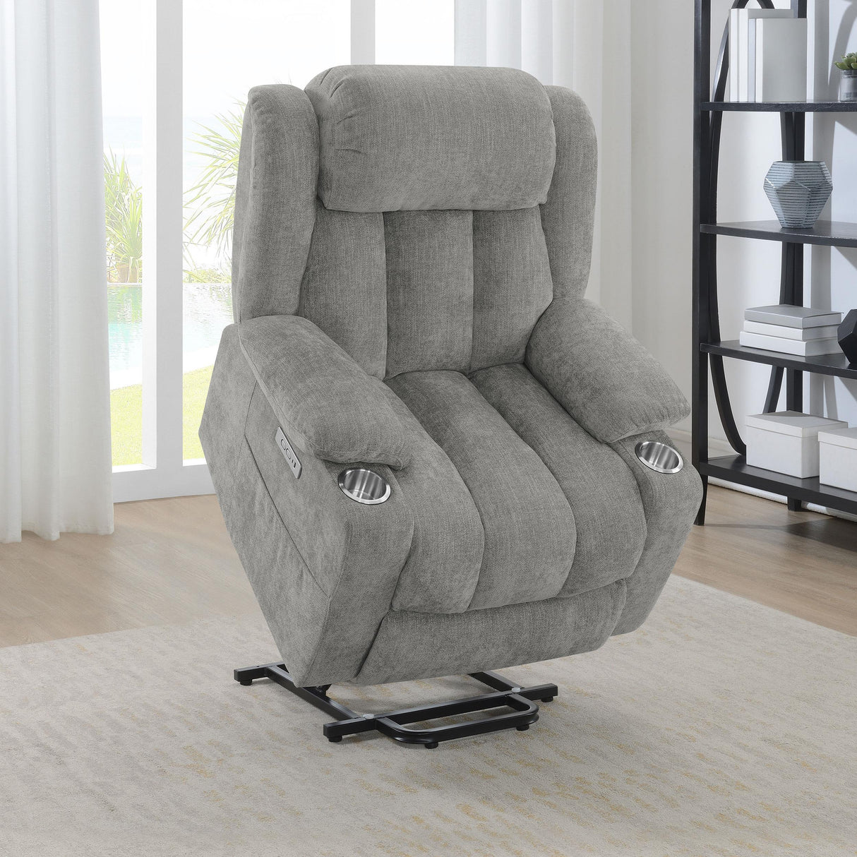 Houston Upholstered Power Lift Recliner Chair Grey - 602284P