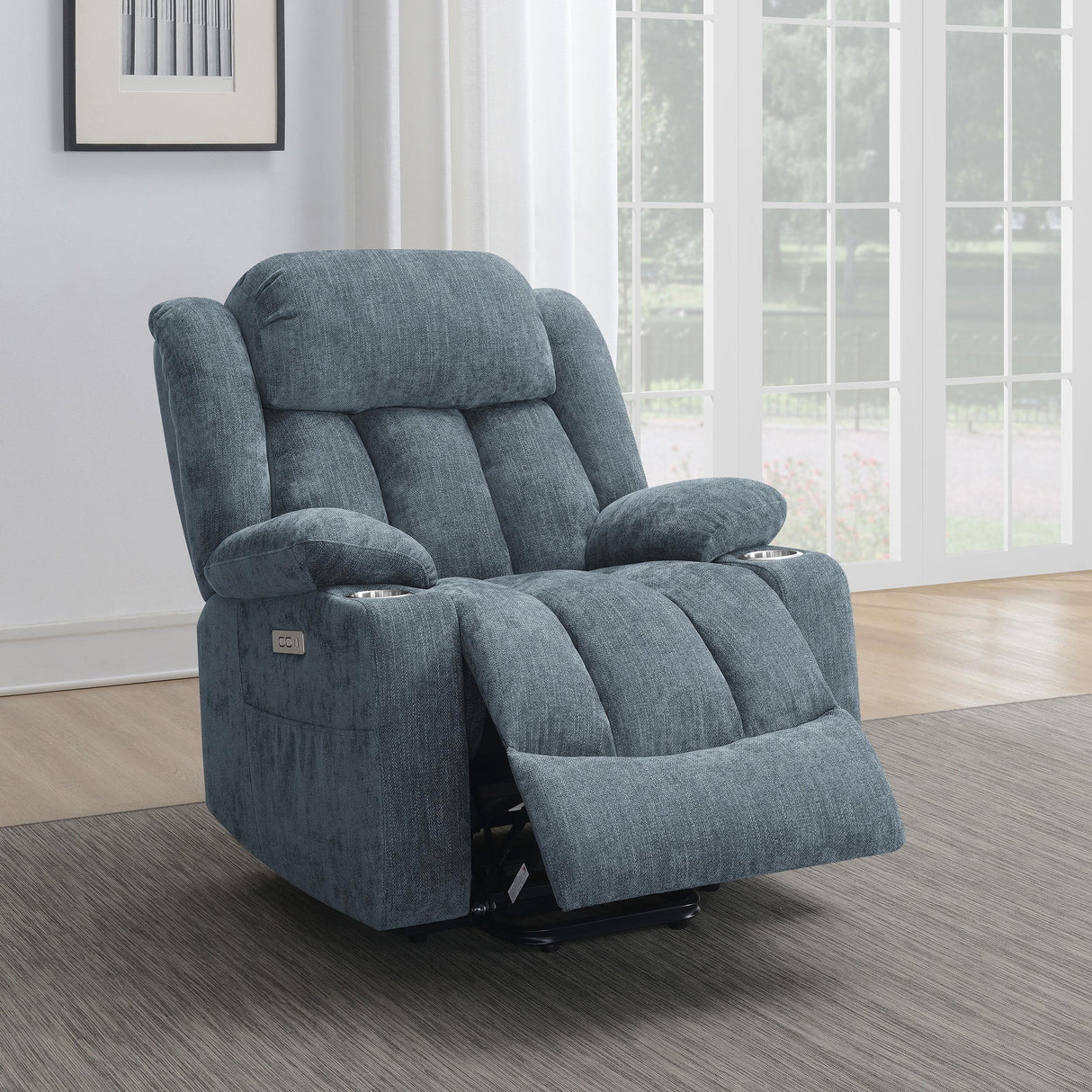 Houston Upholstered Power Lift Recliner Chair Slate Blue - 602294P