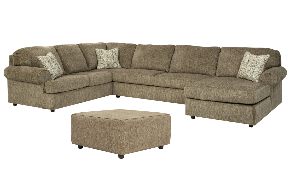 Hoylake 3-Piece Sectional with Ottoman in Chocolate - PKG008948