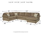 Hoylake 3-Piece Sectional with Ottoman in Chocolate - PKG008948