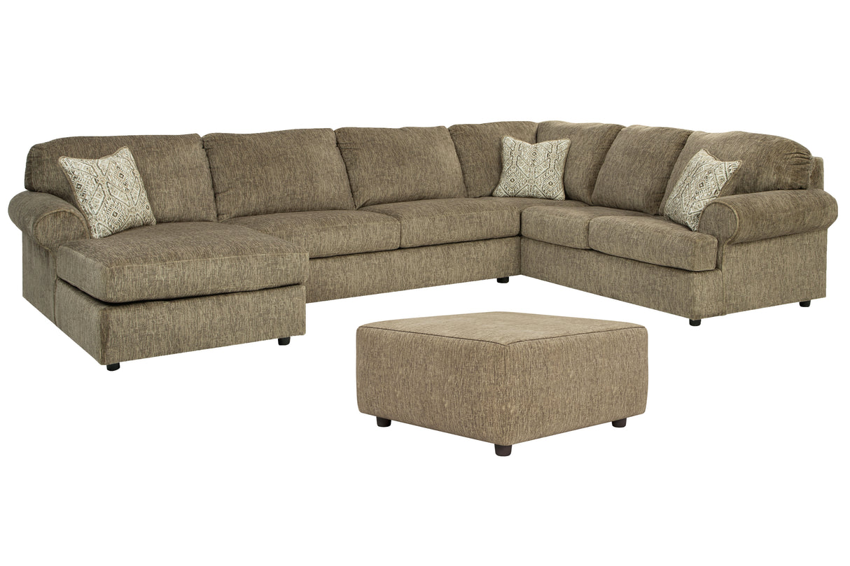 Hoylake 3-Piece Sectional with Ottoman in Chocolate - PKG008949