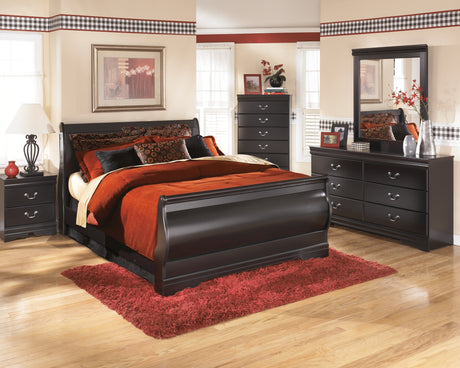 Huey Vineyard Full Sleigh Bed with Dresser in Black from Ashley - Luna Furniture