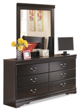 Huey Vineyard Full Sleigh Bed with Mirrored Dresser and Chest in Black from Ashley - Luna Furniture