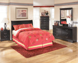 Huey Vineyard Full Sleigh Headboard Bed with Mirrored Dresser, Chest and 2 Nightstands in Black from Ashley - Luna Furniture