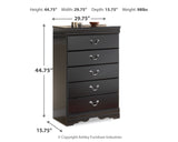 Huey Vineyard Full Sleigh Headboard Bed with Mirrored Dresser, Chest and 2 Nightstands in Black from Ashley - Luna Furniture