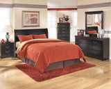 Huey Vineyard Queen Sleigh Headboard Bed with Mirrored Dresser, Chest and 2 Nightstands in Black from Ashley - Luna Furniture