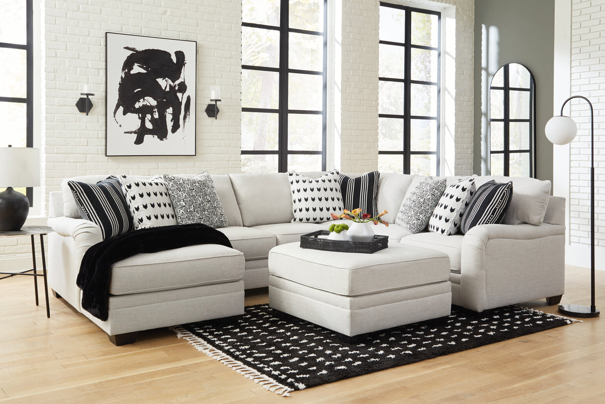 Huntsworth 4-Piece Sectional with Ottoman in Dove Gray - PKG015093