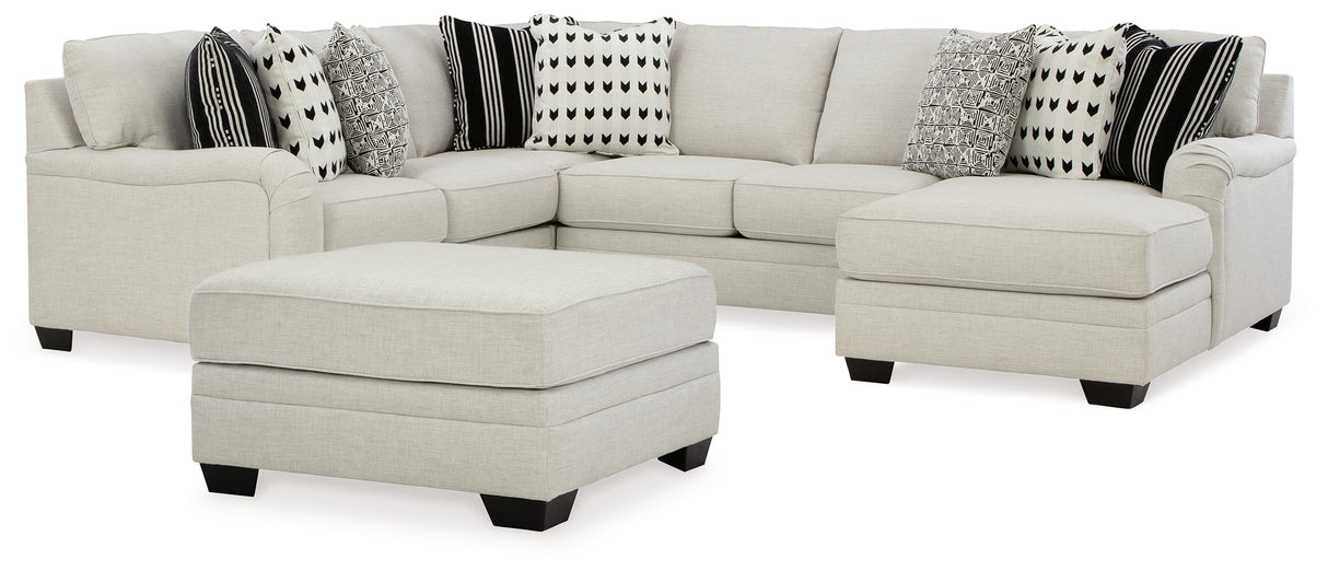 Huntsworth 4-Piece Sectional with Ottoman in Dove Gray - PKG015094