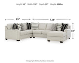 Huntsworth 4-Piece Sectional with Ottoman in Dove Gray - PKG015094