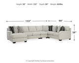 Huntsworth 5-Piece Sectional with Ottoman in Dove Gray - PKG015095