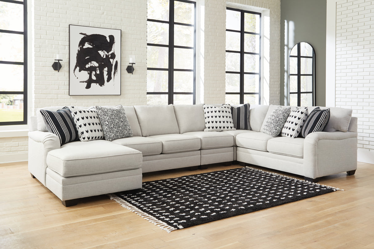 Huntsworth 5-Piece Sectional with Ottoman in Dove Gray - PKG015095