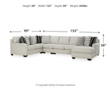 Huntsworth 5-Piece Sectional with Ottoman in Dove Gray - PKG015096