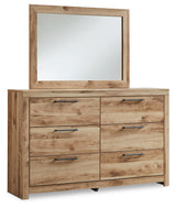 Hyanna Full Panel Bed with Mirrored Dresser and 2 Nightstands in Tan Brown from Ashley - Luna Furniture