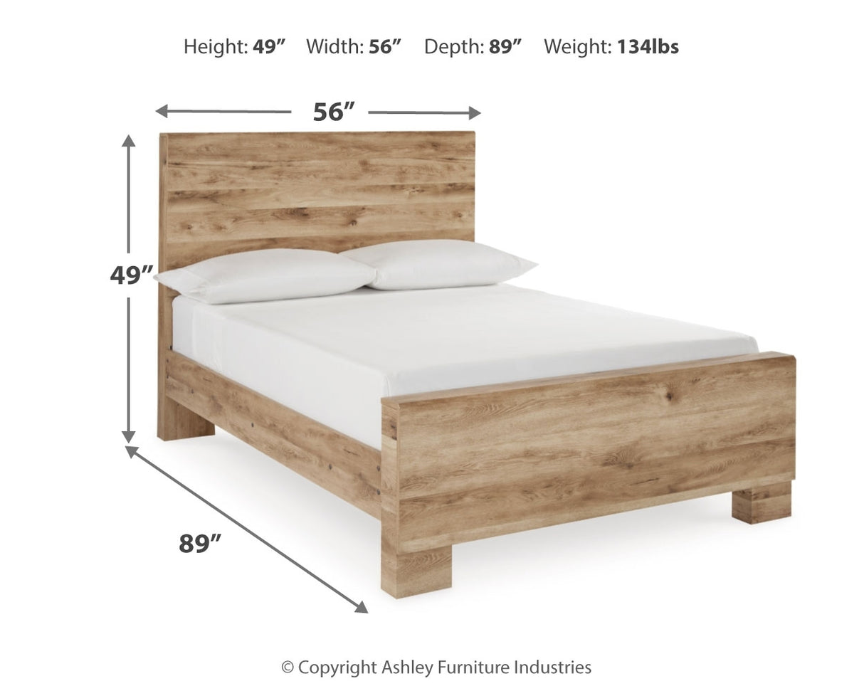 Hyanna Full Panel Bed with Mirrored Dresser and 2 Nightstands in Tan Brown from Ashley - Luna Furniture