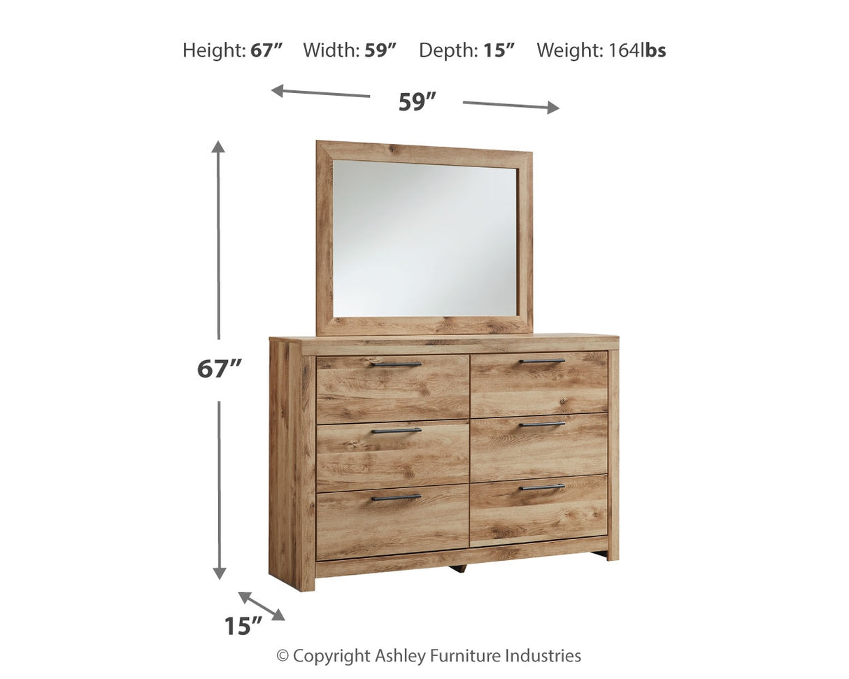 Hyanna Full Panel Bed with Mirrored Dresser and Chest in Tan Brown from Ashley - Luna Furniture