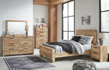 Hyanna Full Panel Bed with Mirrored Dresser, Chest and 2 Nightstands in Tan Brown from Ashley - Luna Furniture