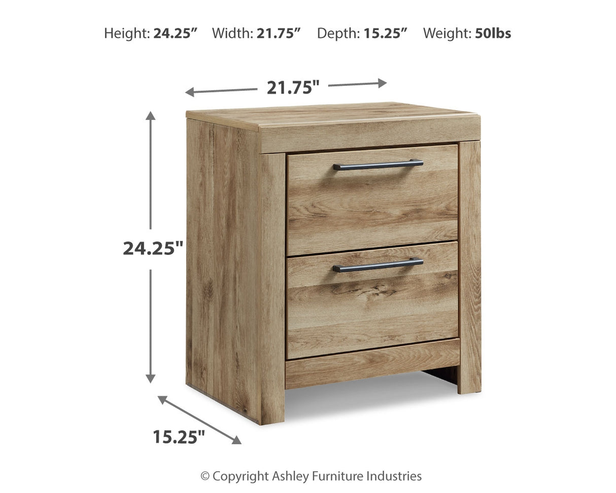 Hyanna Full Panel Bed with Storage with Mirrored Dresser and 2 Nightstands in Tan Brown from Ashley - Luna Furniture