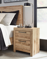 Hyanna Full Panel Bed with Storage with Mirrored Dresser and Nightstand in Tan Brown from Ashley - Luna Furniture