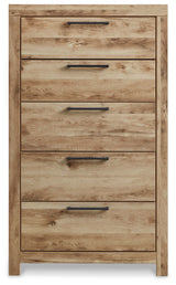 Hyanna Full Panel Bed with Storage with Mirrored Dresser, Chest and Nightstand in Tan Brown from Ashley - Luna Furniture