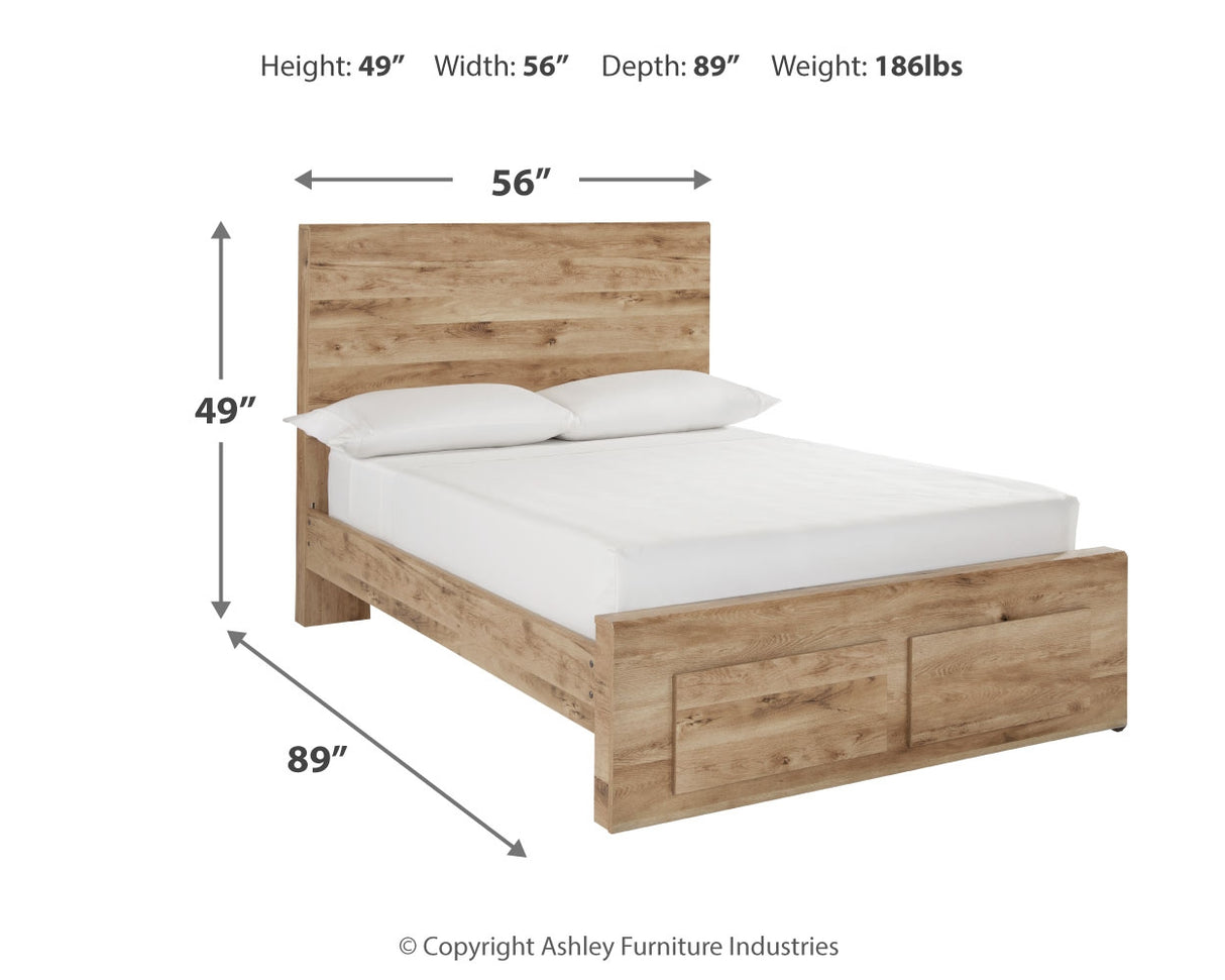 Hyanna Full Panel Storage Bed with Mirrored Dresser, Chest and 2 Nightstands in Tan Brown from Ashley - Luna Furniture