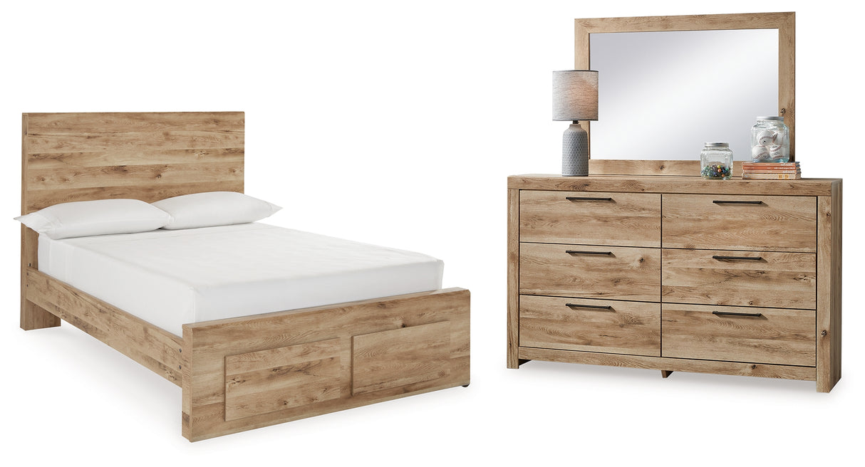 Hyanna Full Panel Storage Bed with Mirrored Dresser in Tan Brown from Ashley - Luna Furniture