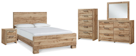 Hyanna King Panel Bed with Mirrored Dresser, Chest and Nightstand in Tan Brown from Ashley - Luna Furniture