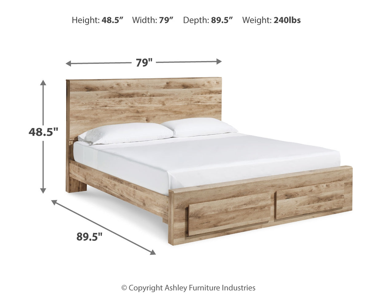 Hyanna King Panel Storage Bed with Mirrored Dresser and 2 Nightstands in Tan Brown from Ashley - Luna Furniture