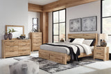 Hyanna King Panel Storage Bed with Mirrored Dresser, Chest and 2 Nightstands in Tan Brown from Ashley - Luna Furniture