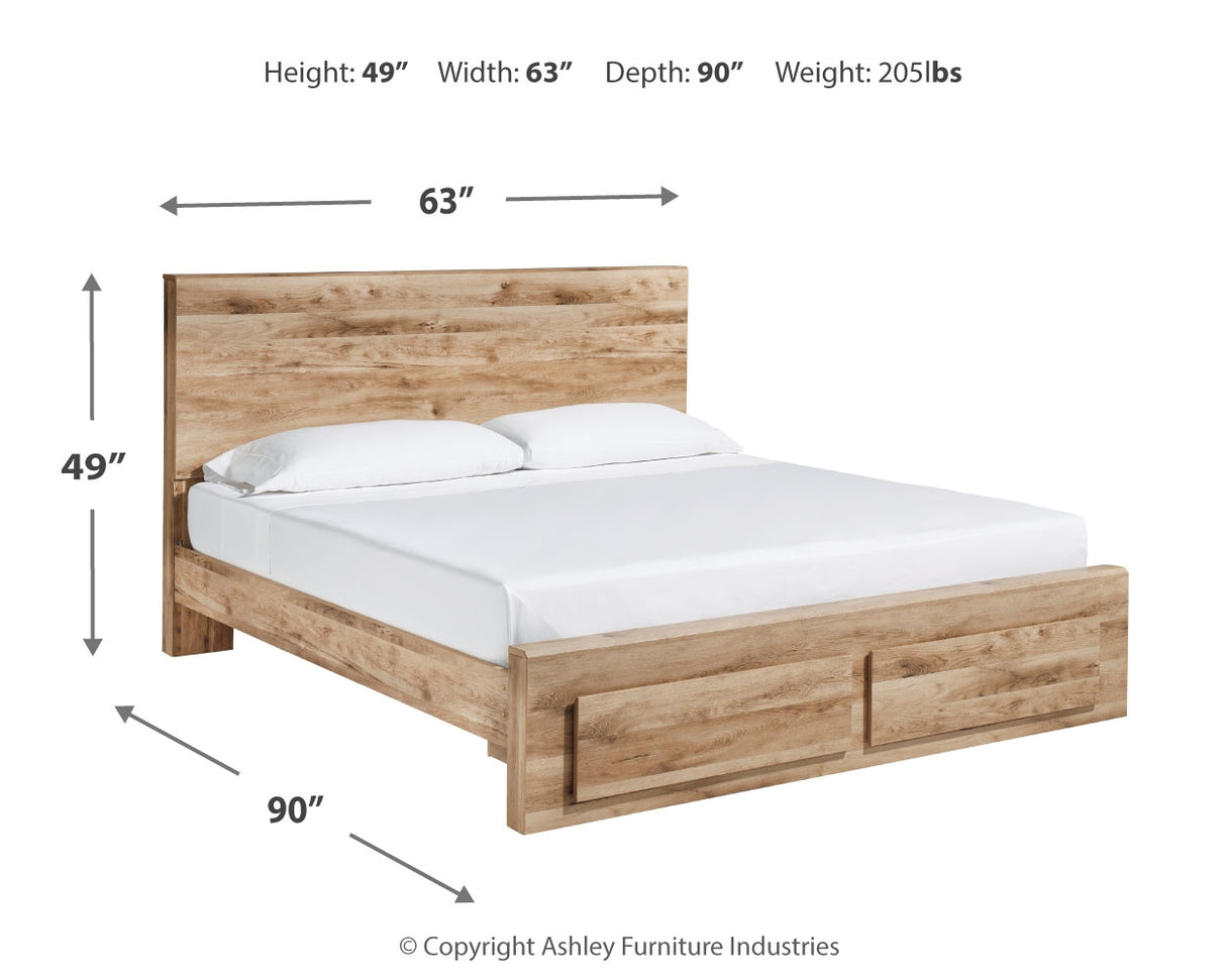 Hyanna Queen Panel Storage Bed with Mirrored Dresser and 2 Nightstands in Tan Brown from Ashley - Luna Furniture